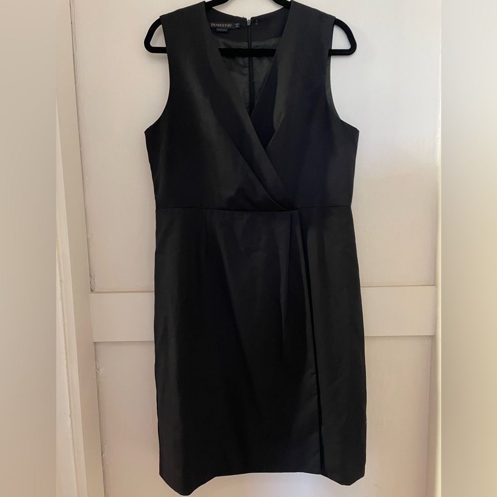 Pendleton Black Sleeveless Wrap Mini Dress